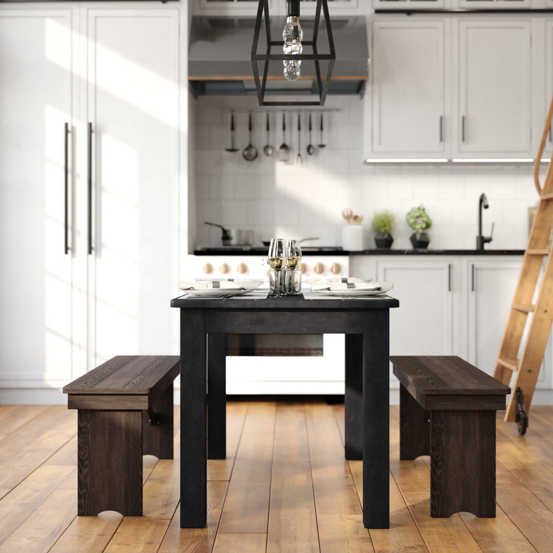 Dejon Rectangular Solid Pine Farmhouse Dining Table, Black Wash, 30"W x 46"L