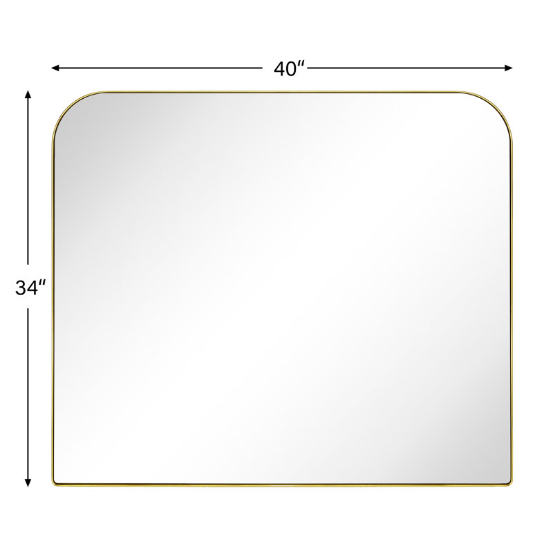 Bhargava Large Arched Mantel Wall Mirror For Bathroom, Living Room, Brushed Gold, 34" x 40"
