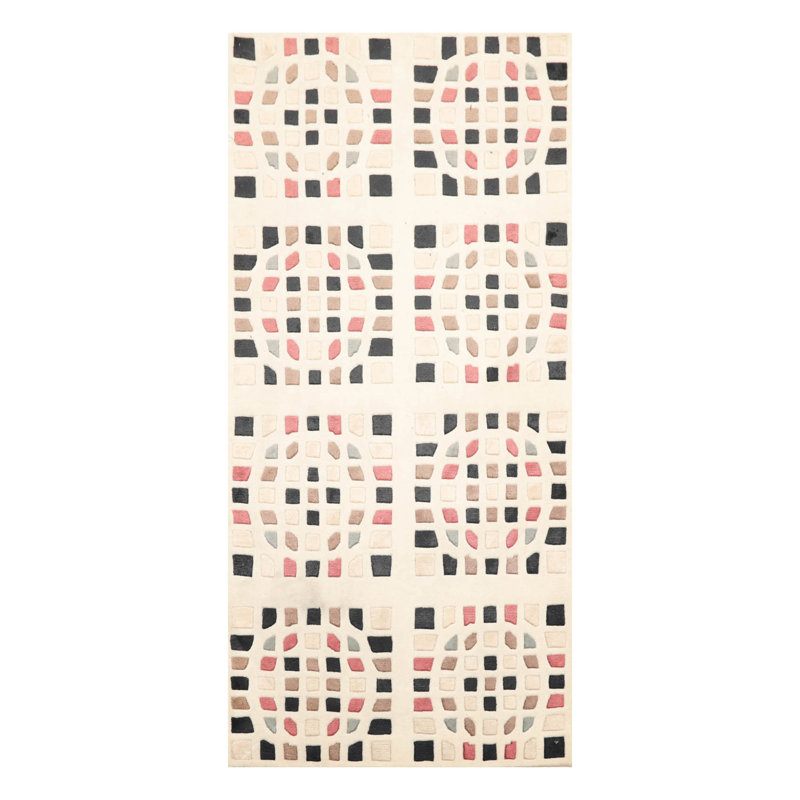 Tapis géométrique en laine noué à la main à motif géométrique