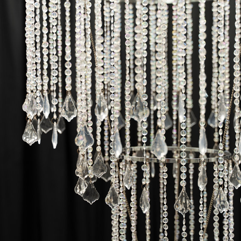 Lustre à plusieurs niveaux en cristal à billes cut irisé diamond cut Bergstrom, Transparent