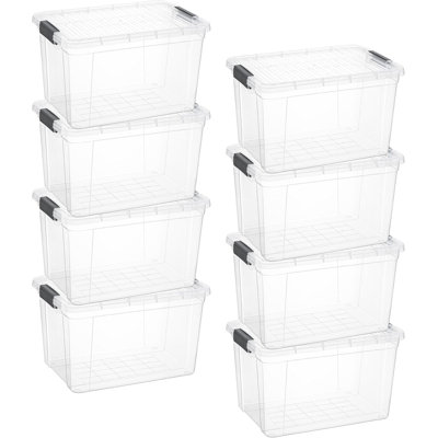Latitude Run® Clear Storage Bins with Lids, 8 Pack- Plastic Storage Boxes for Home