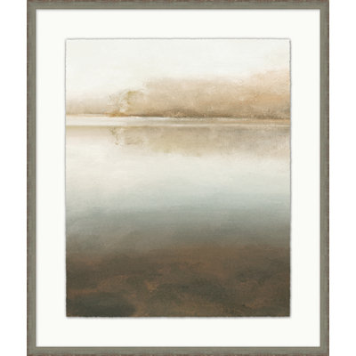 Mist on the Lake 2 - Peinture encadrée sur papier
