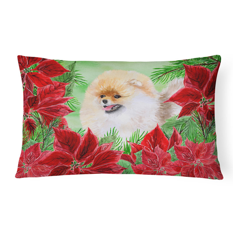  Coussin décoratif intérieur / extérieur Pomeranian Poinsettias