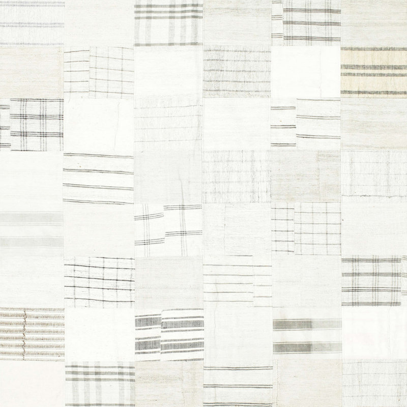 Tapis abstrait crème / gris, Carré 8 pi
