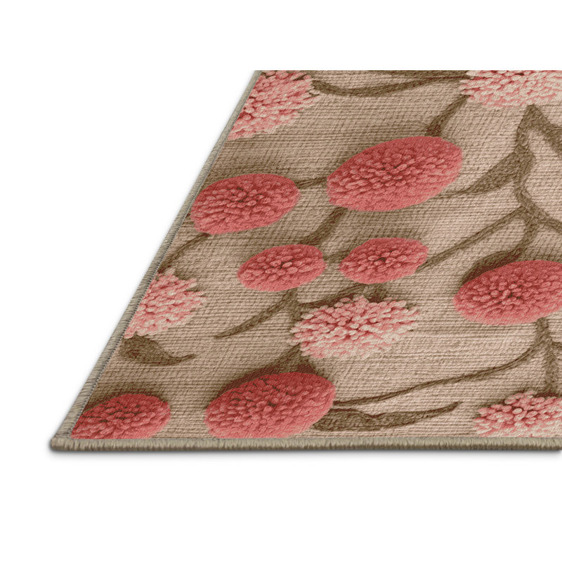 Tapis botanique beige lavable à la machine, Carré 3 pi