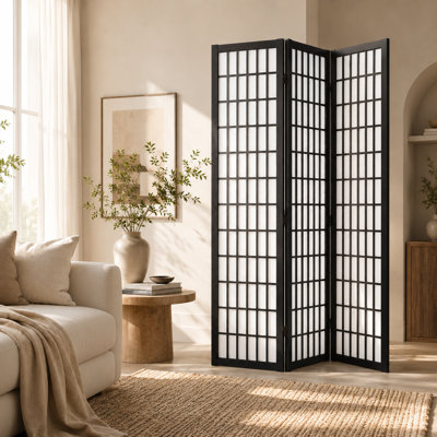 Paravent pliable en bois de style japonais à trois panneaux de 66,8 x 47,5 pouces - Cloison d'intimité intérieure portable - Convient à la chambre à coucher, à la salle à manger, au bureau et à d'autres cloisons
