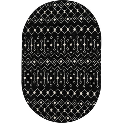 Tapis noir / blanc en polypropylène tissé à la machine Briehn