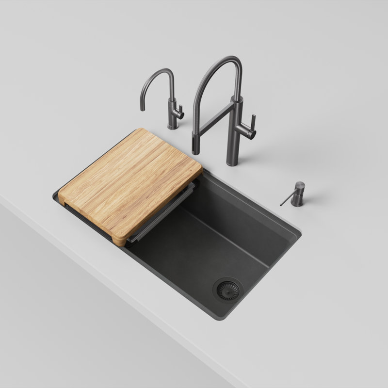 Évier de cuisine réversible à simple cuve encastrable 33 po Inteos SILGRANIT, Anthracite