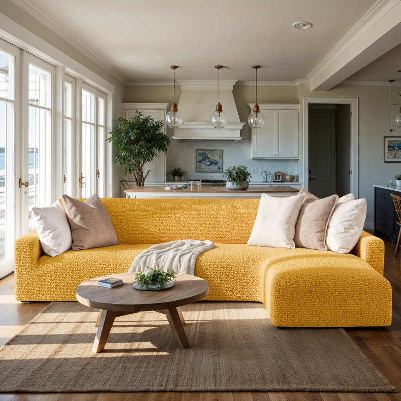 Housse extensible pour canapé modulaire - Facile à nettoyer et durable - Collection Comfort, Bois de mangue