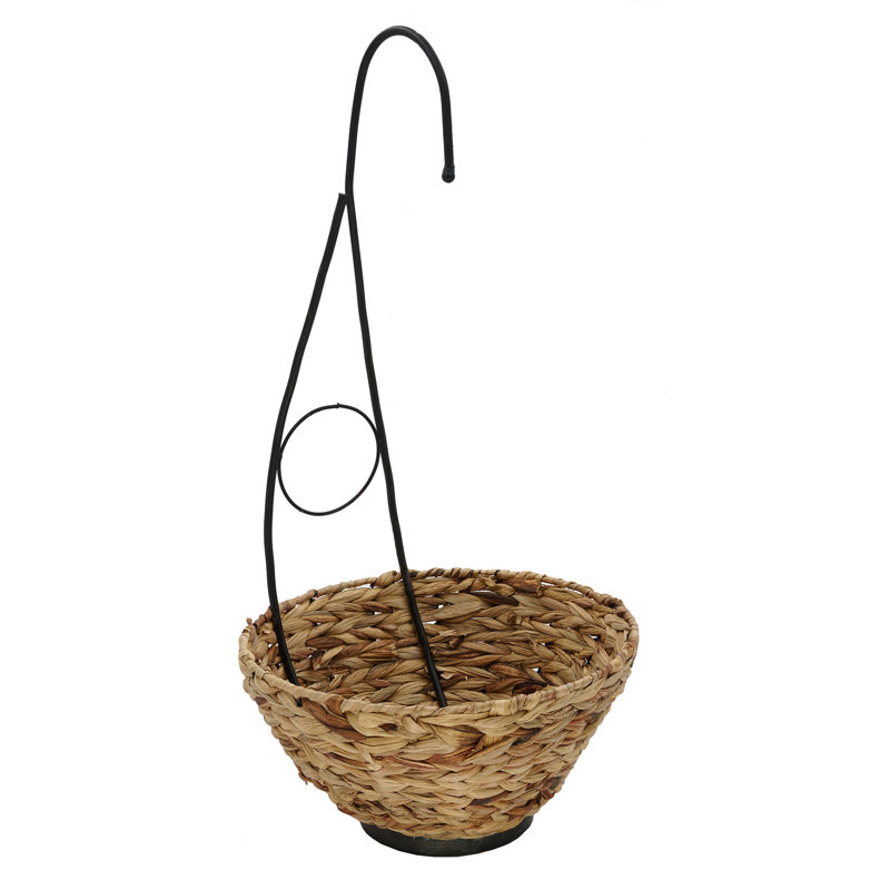 Red Silk Hibiscus Hanging Basket with Natural Water Hyacinth