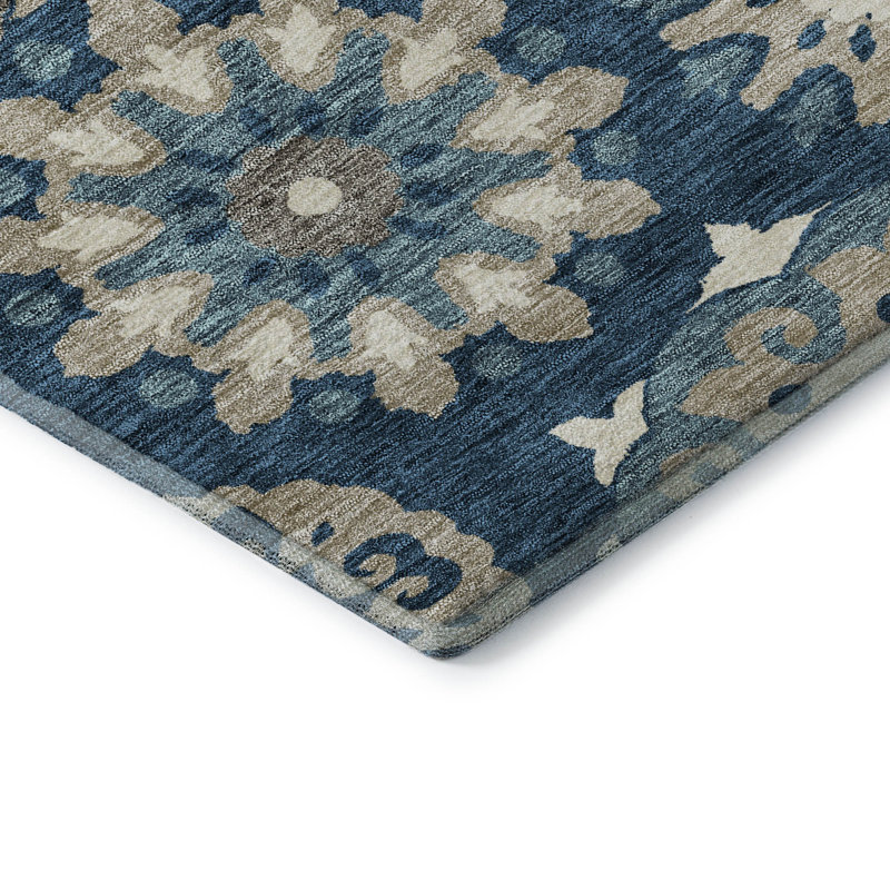 Premium Machine Washable Prisco Blue Rug, Rectangle 3' x 5'