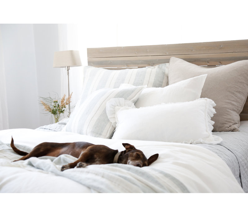 Laguna Square Linen Pillow Cover & Insert, Ocean/Natural