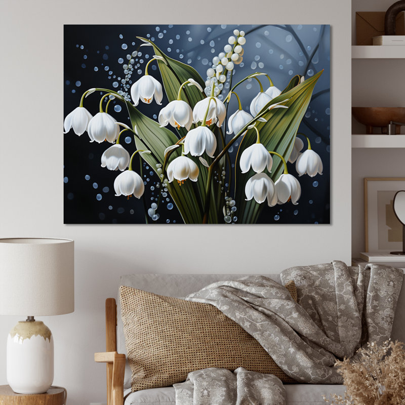«White Graceful Snowdrops Flowers I», reproduction, H 12 po x l 20 po x P 1 po, Toile tendue