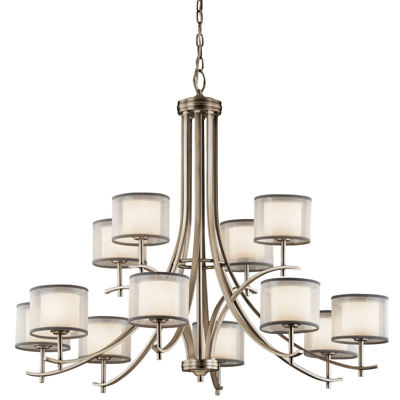 Tallie 12 - Light Dimmable Tiered Chandelier, Antique Pewter