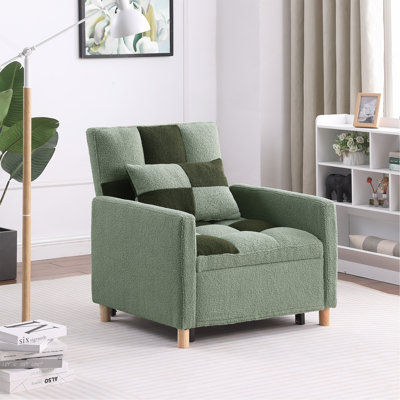 Canapé-lit convertible, fauteuil ajustable avec coussin, fauteuil multifonctionnel avec tissu en peluche doux pour le salon, le dortoir, un appartement - une chambre à coucher ou un bureau