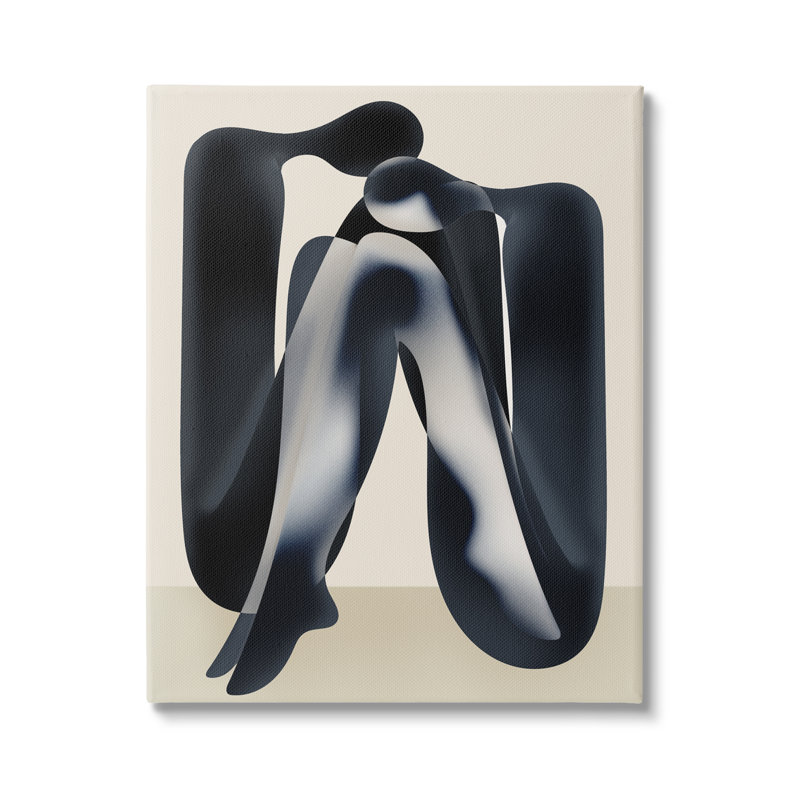 Art moderne sur toile, "Modern figure assis" par Lil 'Rue, H 40 po x l 30 po x P 1,5 po