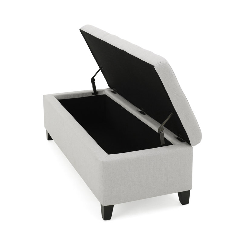 Banc de rangement capitonné en tissu, Blanc