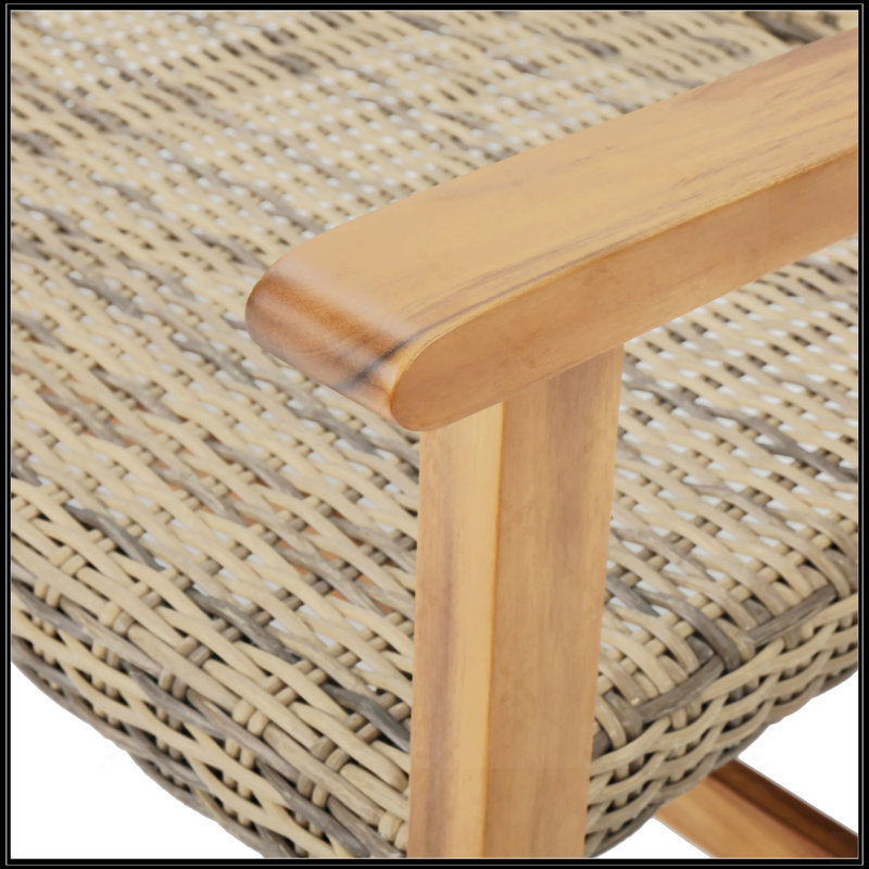 Causeuse Wood + Wicker, Naturel / gris clair