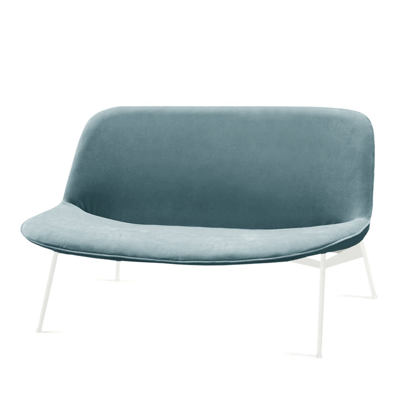 Causeuse Chiado 59 po, Velours bleu foncé Paris, Blanc
