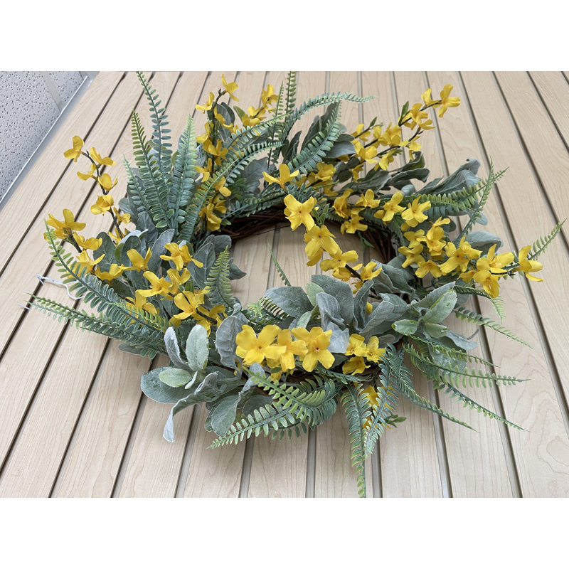Handcrafted Faux Lambs Ear Silk 24'' Wreath