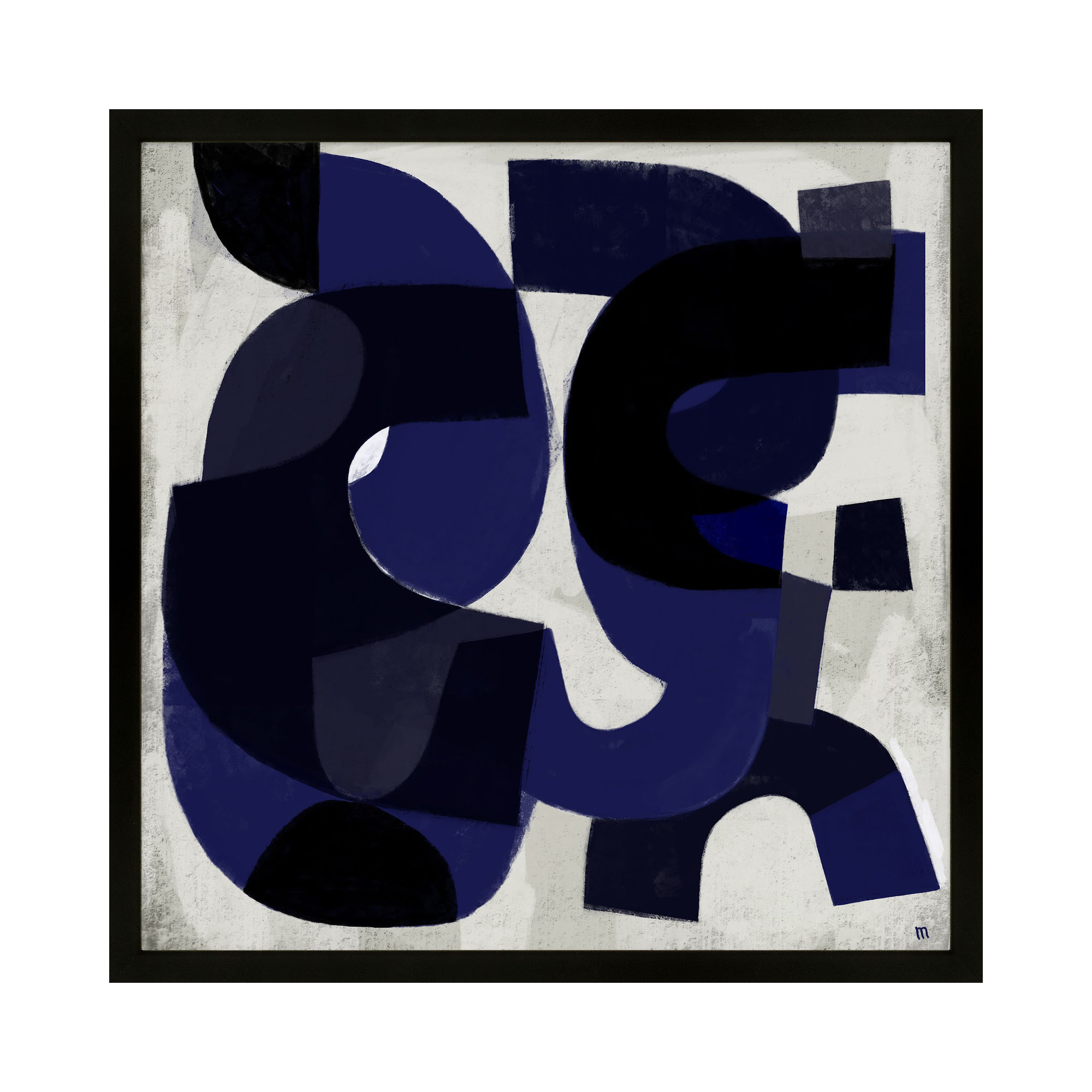 Kind Of Blue by StudioM, 30" H x 30" W x 1.25" D, Black Framed Paper