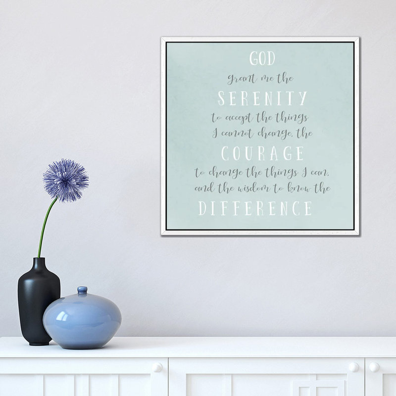 Serenity Prayer - Print on Canvas, White Framed, 45.72 cm H x 45.72 cm W