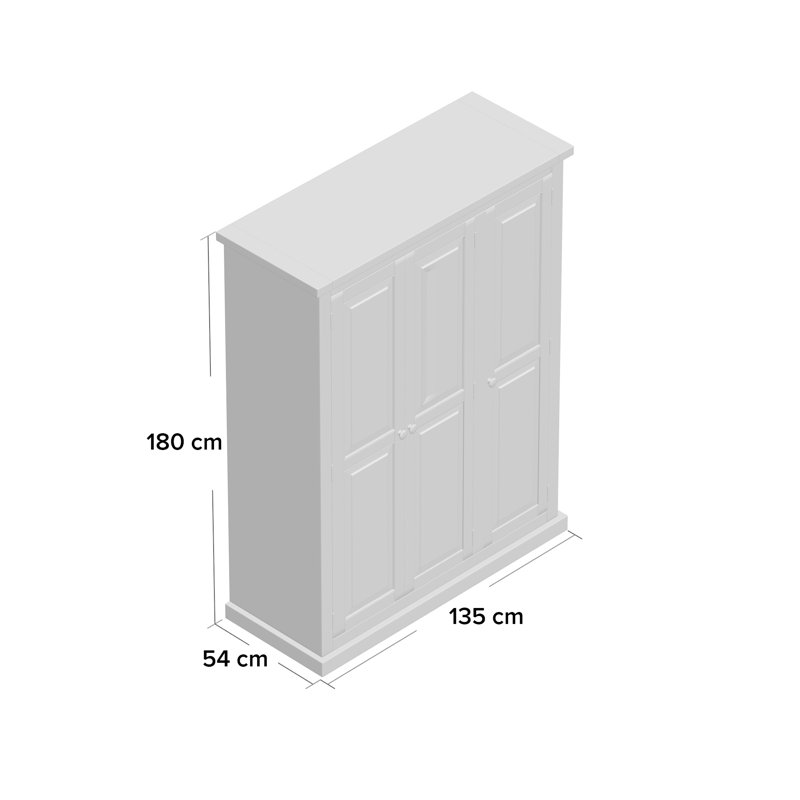 Chunky 3 Door Wood Wardrobe