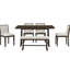 6 pièces de style rustique avec table rectangulaire, 4 chaises rembourrées en lin et 1 banc rembourré pour les dîners intimes-133933765