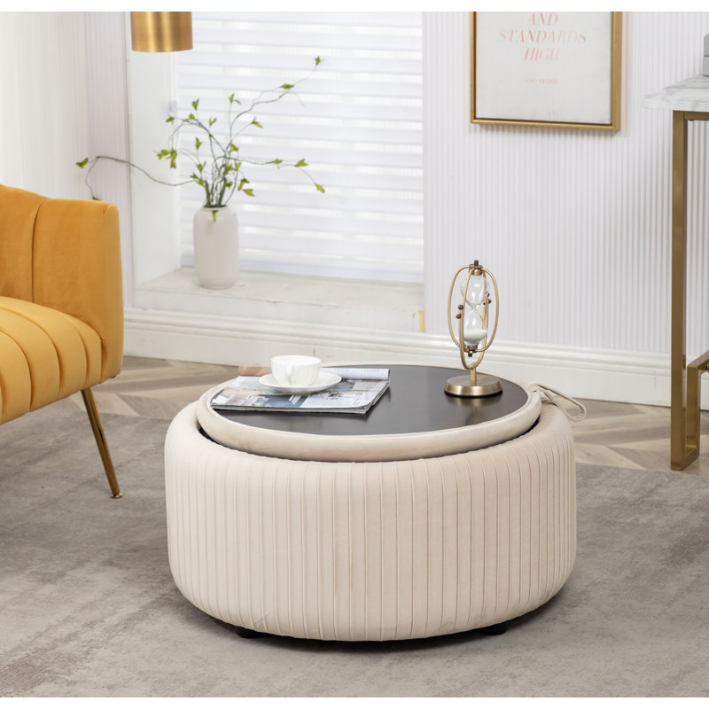 Mercer41 Savinien Upholstered Round Storage Ottoman & Reviews 