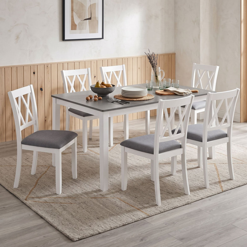 Ensemble de salle à manger rectangulaire moderne sept pièces avec six chaises