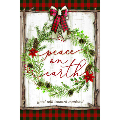 Peace on Earth Buffalo Plaid - peinture sur toile tendue