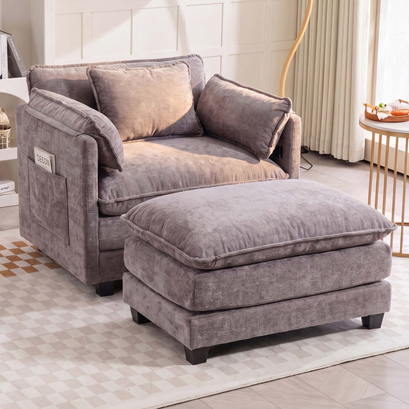Canapé une place surdimensionné en boucle avec pouf et rangement