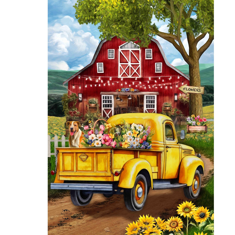 Drapeau de jardin de camion Flower Farm