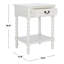 Table de bout Modern Athena Farmhouse - Design en bois massif blanc vieilli avec tiroir de rangement et tablette-1948001306