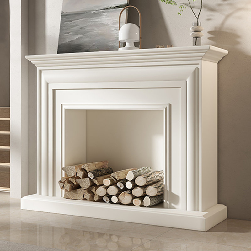 Foyer autoportant en bois massif beige