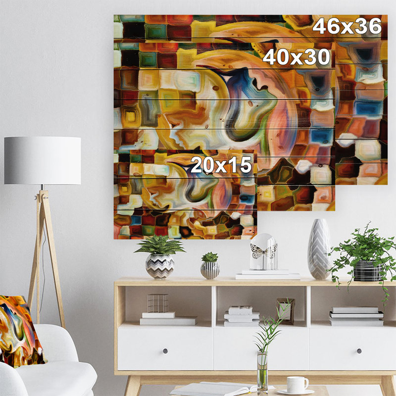«Abstract Way of Inner Paint», reproduction d'art, H 15 po x l 20 po x P 1 po, Bois