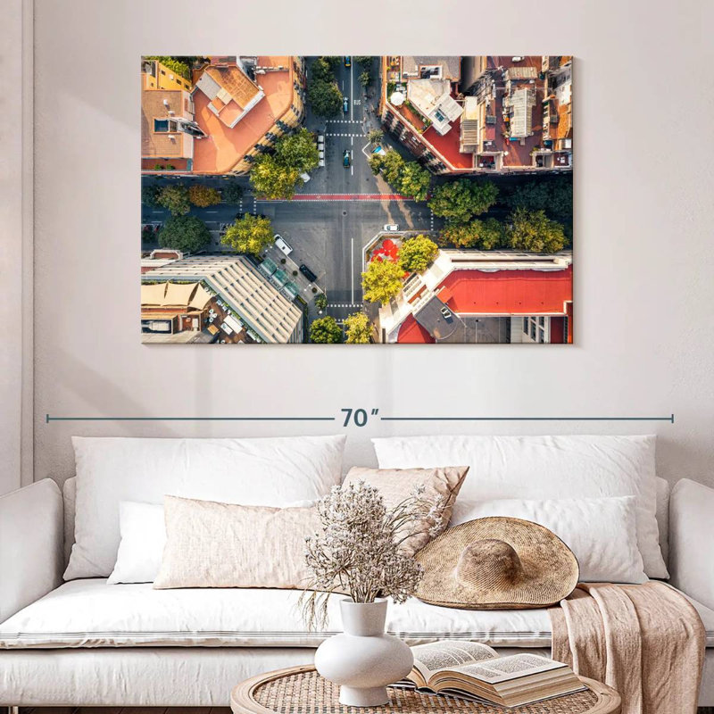 Intersection à Barcelone, H 32 po x l 48 po