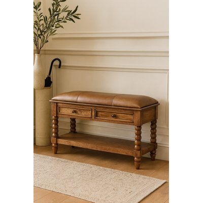 Leather Spindle Bench