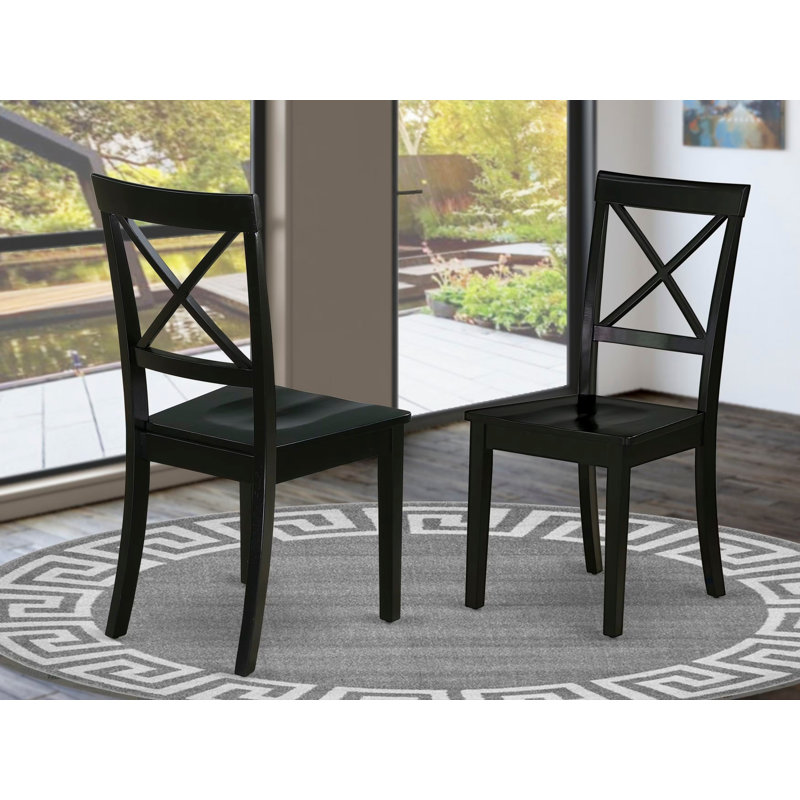 Ensemble de 2 chaises de salle à manger Boston - dossier en bois massif, noir, Noir