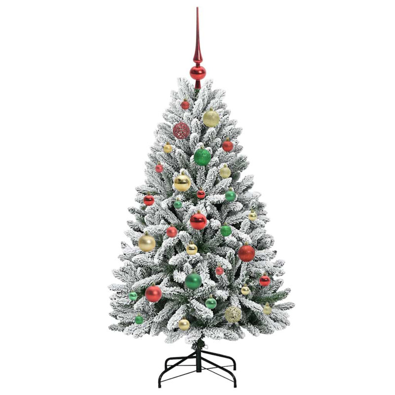 Artificial Christmas Tree Green and White PVC and Metal, 3.94 ft