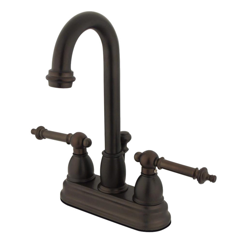 Kingston Brass Vintage Two-Handle 3-Hole Deck Mount 4" Centerset Bathroom Faucet with Plastic Pop-Up, Oil Rubbed Bronze