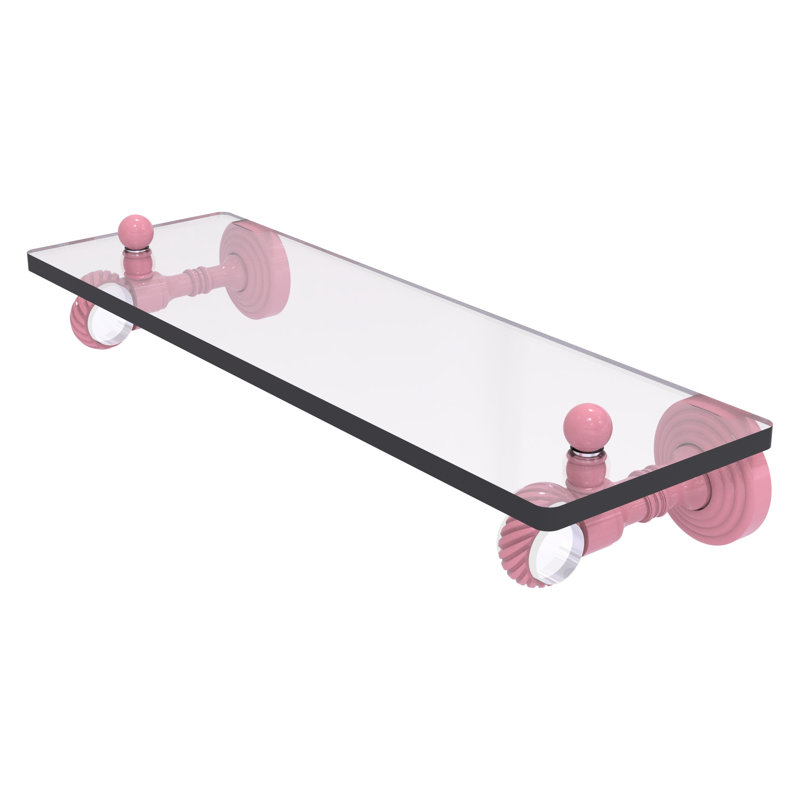 Tablette en verre avec accents torsadés de la collection Pacific Grove, H 3,2 po x l 16 po x P 5,1 po, Rose
