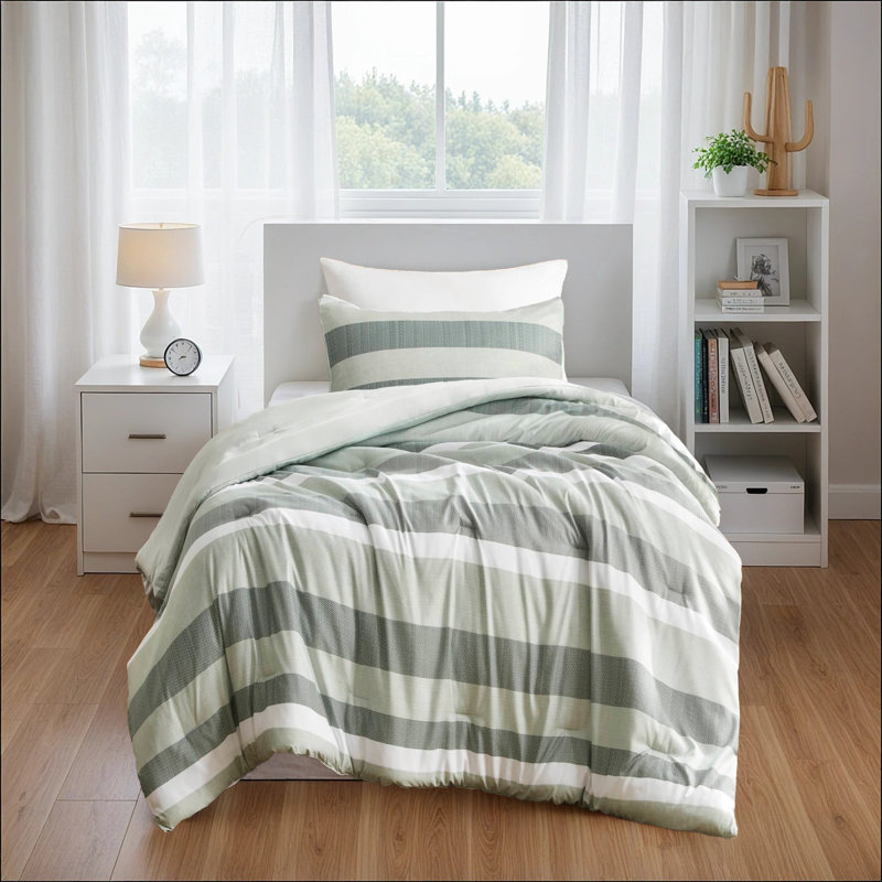 Premium Sage Textured Bedding Sets, Polyester Comforter Set For King/cal King
