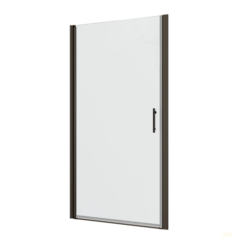1 3/8" Adjustment,Universal Pivot Shower Door, Open Outside, With 1/4" Tempered Glass Finish 3672, Black