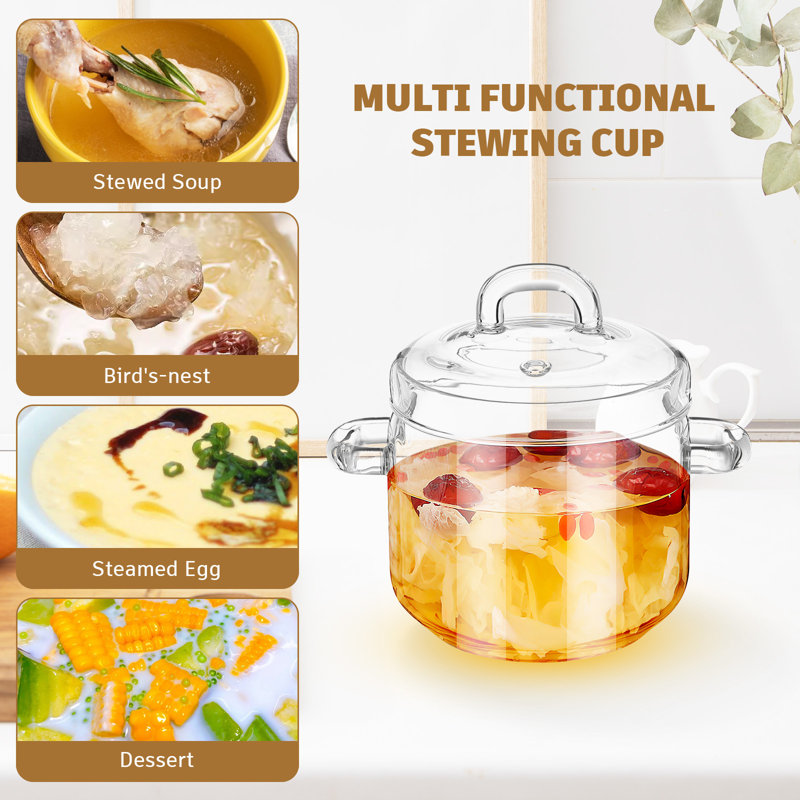 Glass Stewing Pot Anti-Scalding Stewing Pot With Lid For Restaurant Use