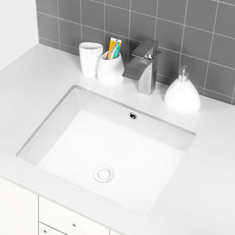 Stain Ceramic Undermount Bathroom Sink - 21.47"X15.78", White, Practical Design For Bathrooms With Overflow 22X15.5X7, Material,