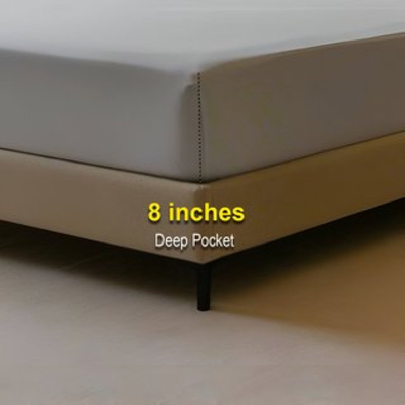 400TC Sateen Solid Cotton Fitted Sheet Fits Upto 8" Deep Pocket, Light Grey, Twin Fitted Sheet