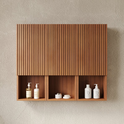 Armoire murale moderne Vela avec rainures 3D françaises et contreplaqué imperméable