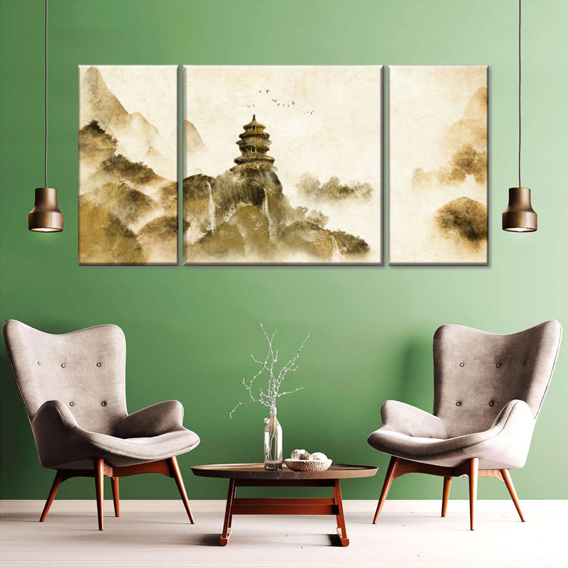 " Mountain Chinese Multi Piece Canvas Print " 3 - Pieces, 36" H x 74" W x 1.25" D