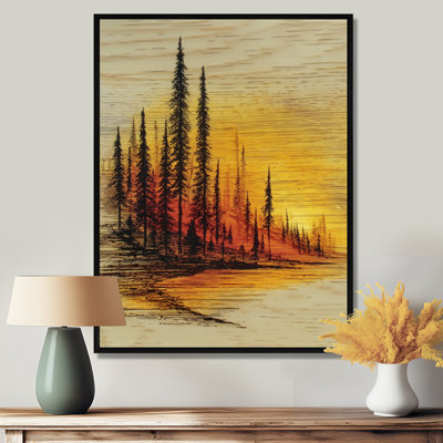 «Winter Sunset In Alaska Forest», reproduction d'art sur toile, paysage noir